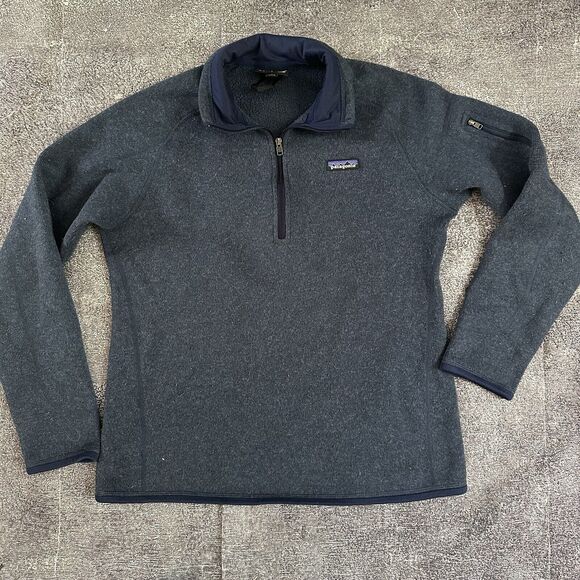 Women's Patagonia Heather Navy Blue 1/4 Zip Pullover Better Sweater Jacket Sz L - Picture 1 of 4